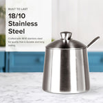Frieling Sugar Bowl with Spoon, Brushed Stainless Steel Finish, 10-Ounce