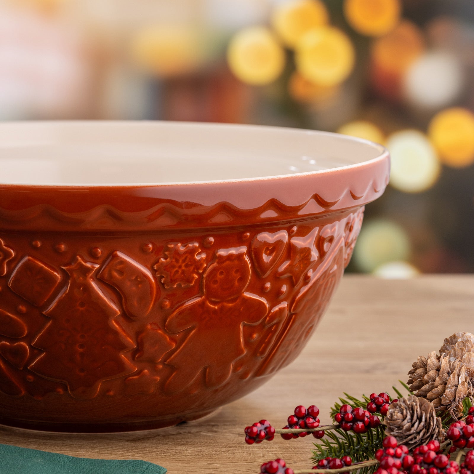 Mason Cash Gingerbread Lane Mixing Bowl Size 12, 4.25-Quart, Ginger