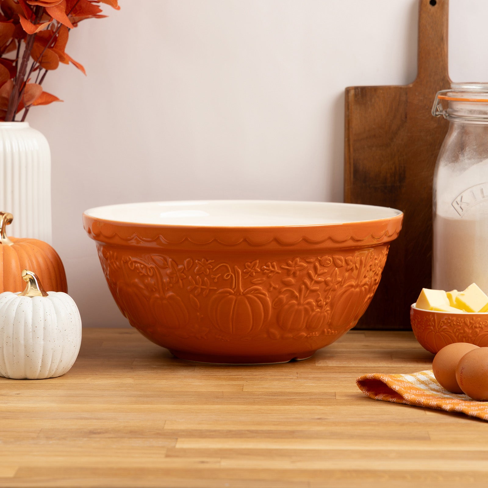 Mason Cash Pumpkin Mixing Bowl Size 12, 4.25-Quart, Orange