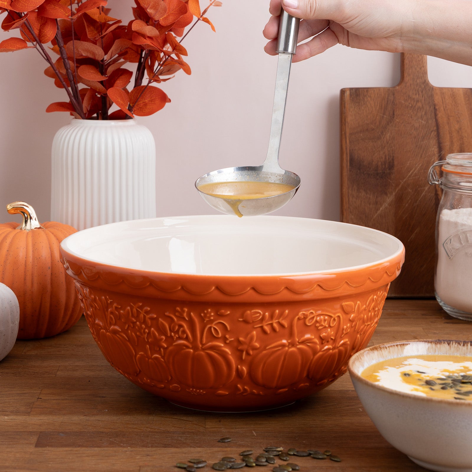 Mason Cash Pumpkin Mixing Bowl Size 12, 4.25-Quart, Orange