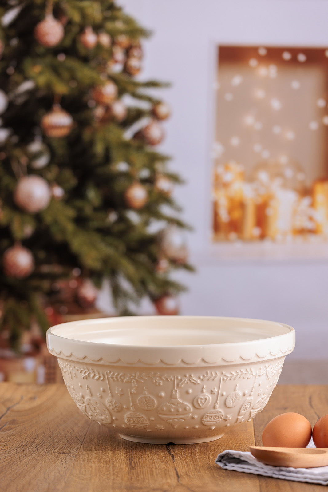Mason Cash Deck The Halls Size 18 Cream Mixing Bowl, 2.85 Quart
