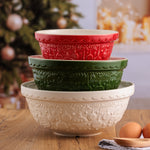 Mason Cash Deck The Halls Size 18 Cream Mixing Bowl, 2.85 Quart