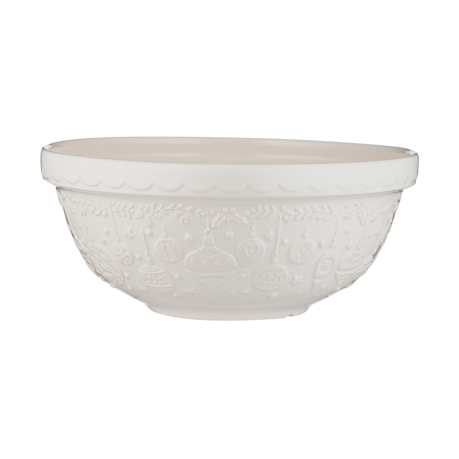 Mason Cash Deck The Halls Size 18 Cream Mixing Bowl, 2.85 Quart