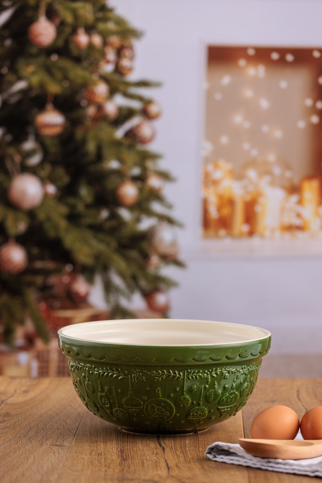 Mason Cash Deck The Halls Size 24 Green Mixing Bowl, 2.15 Quart