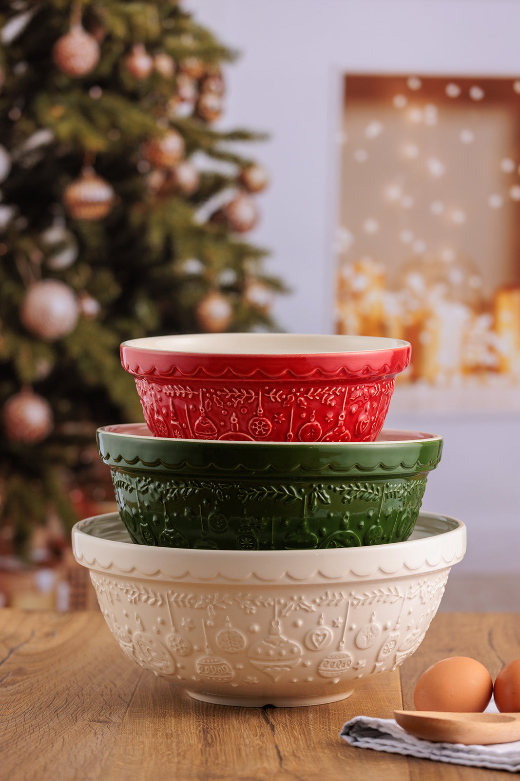 Mason Cash Deck The Halls Size 24 Green Mixing Bowl, 2.15 Quart