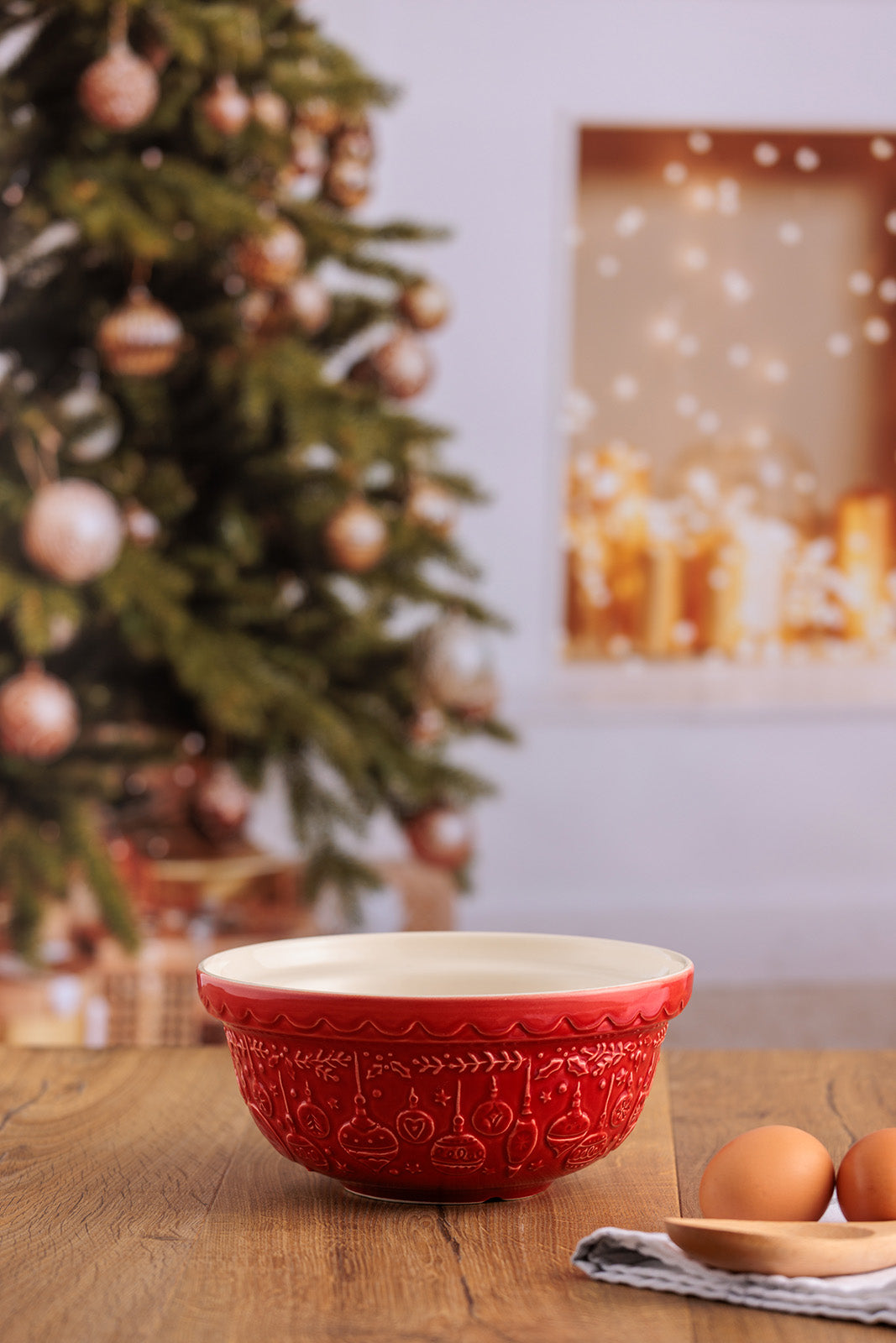 Mason Cash Deck The Halls Size 30 Red Mixing Bowl, 1.15 Quart
