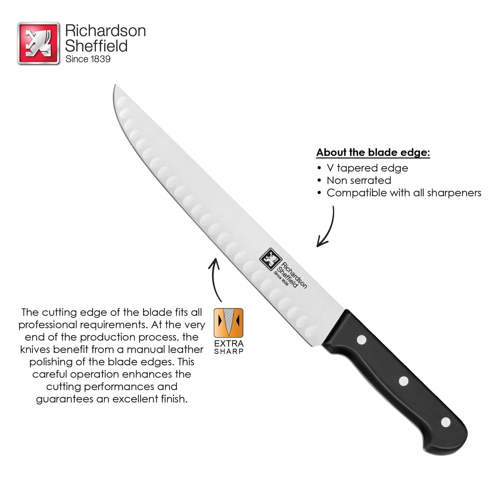Richardson Sheffield Universal 10-Inch Butcher Knife with Notches