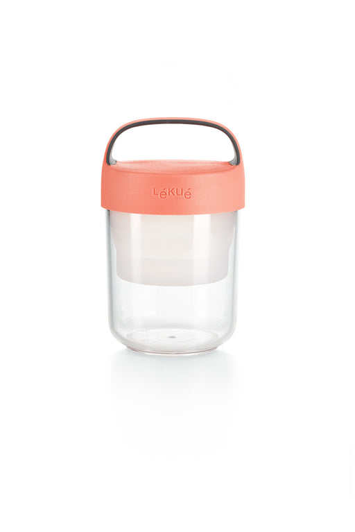 Lekue Jar-To-Go 2 Piece Travel Jar Container Set, 14 Ounce, Coral