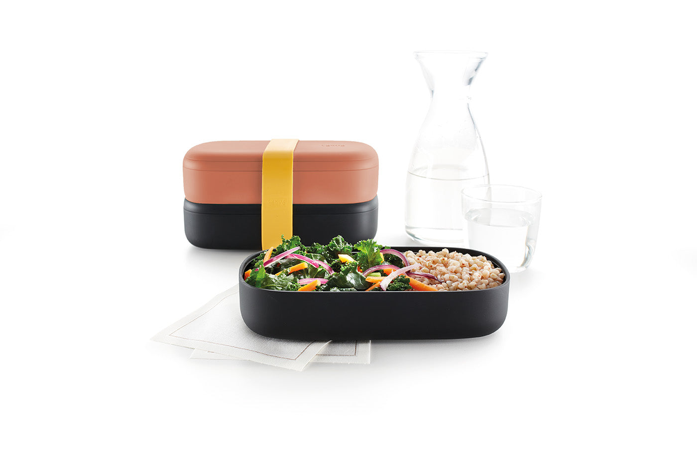 Lekue Lunch Box To Go Travel Container Set, Coral
