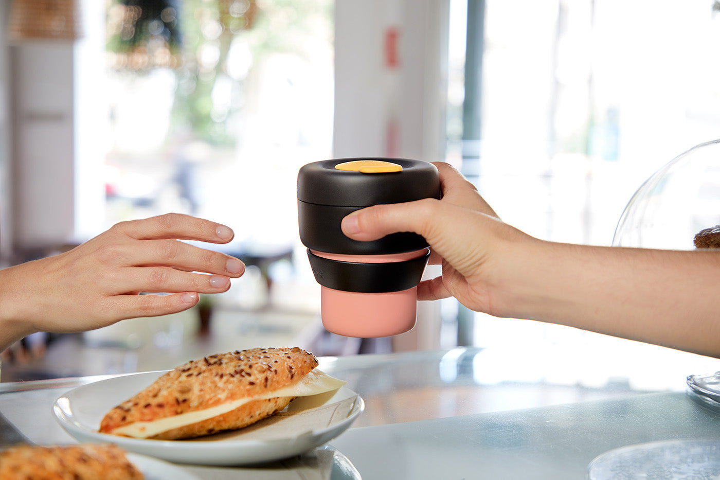 Lekue Mug To Go Reusable Travel Mug, 11.8 Ounce, Coral