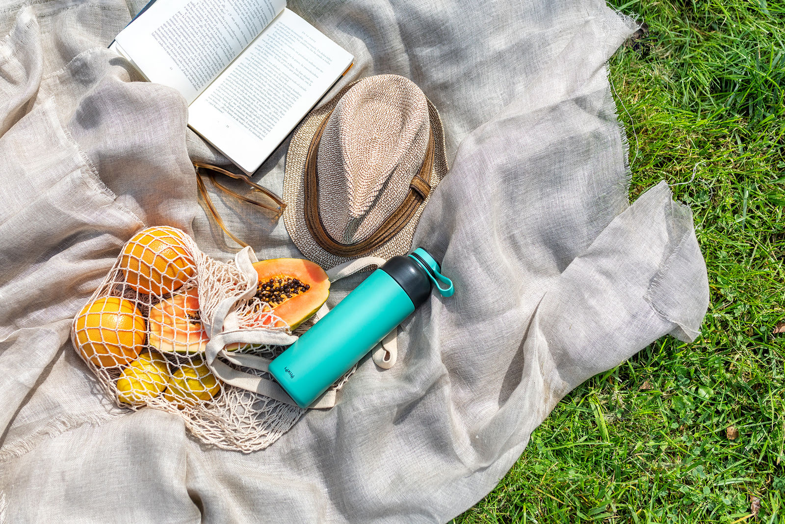 Lekue Insulated Bottle To Go, 16.9-ounce, Turquoise