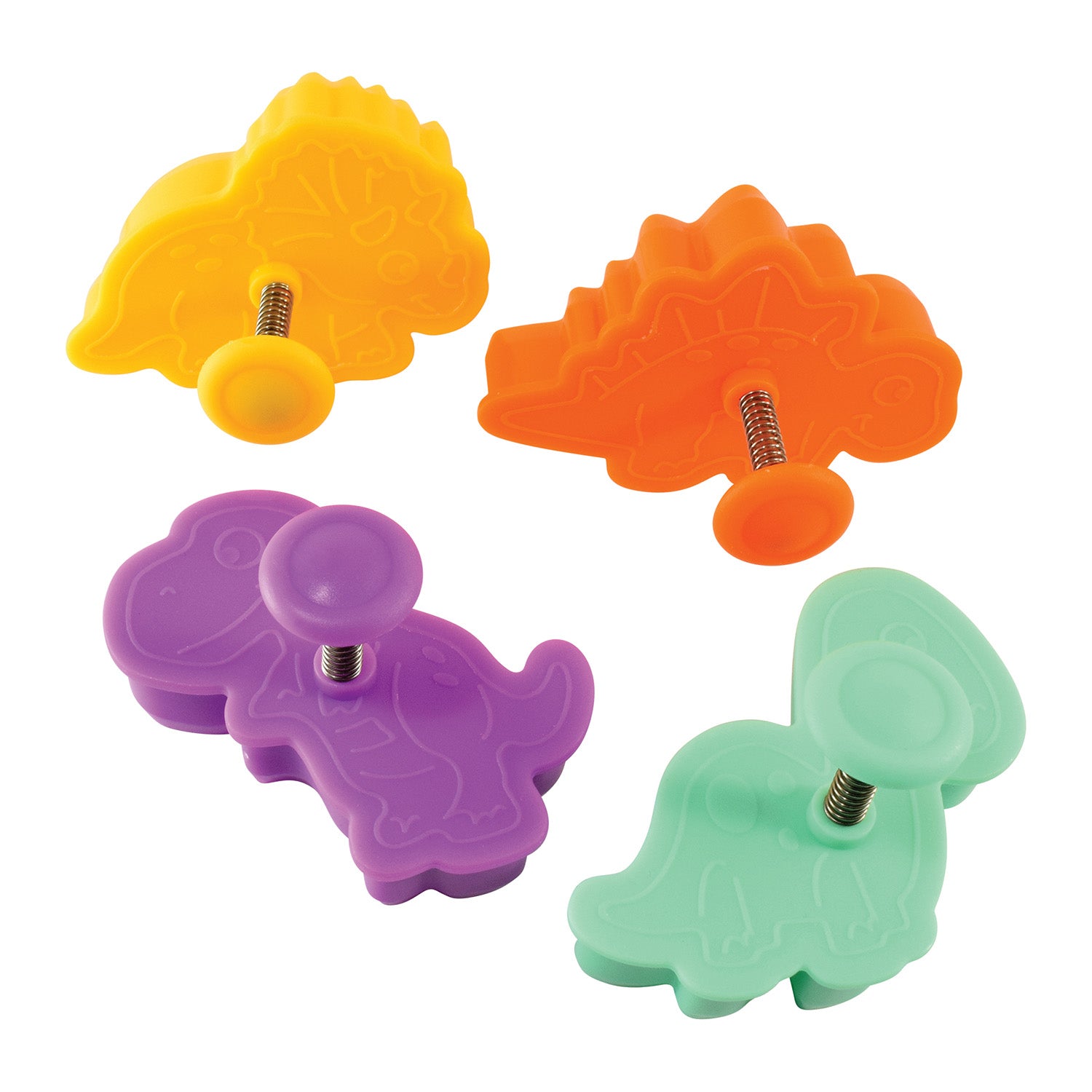 R&M International 4 Piece Dinosaur Cookie Stamper Set, 2-Inch