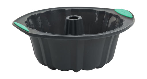 Trudeau Structure Silicone 10 Cup Fluted Cake Pan, Grey/Mint