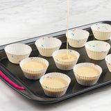 Trudeau Silicone Standard Muffin Baking Cup, White Confetti, Set of 12