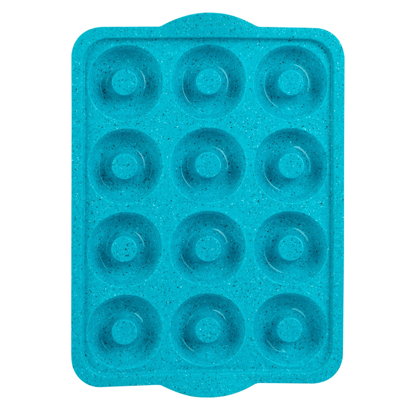 Trudeau Structure Silicone 12 Cavity Decorated Donut Pan, Tropical Granite