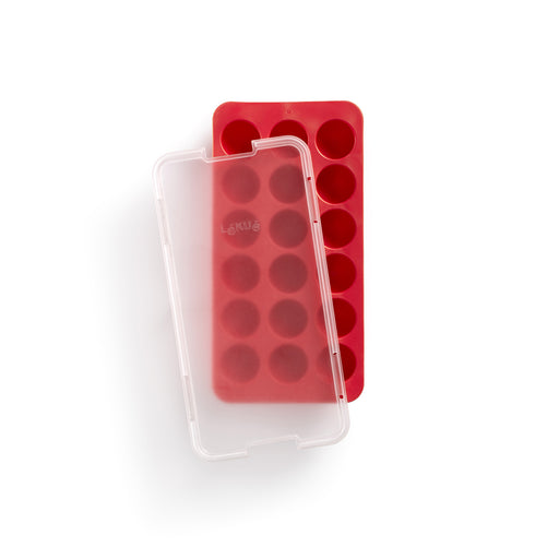 Lekue Round Shapes Silicone Ice Cube Tray, Red