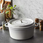 Staub 7-qt Round Cocotte, White Truffle