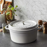 Staub 7-qt Round Cocotte, White Truffle