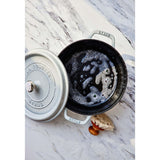 Staub 7-qt Round Cocotte, White Truffle