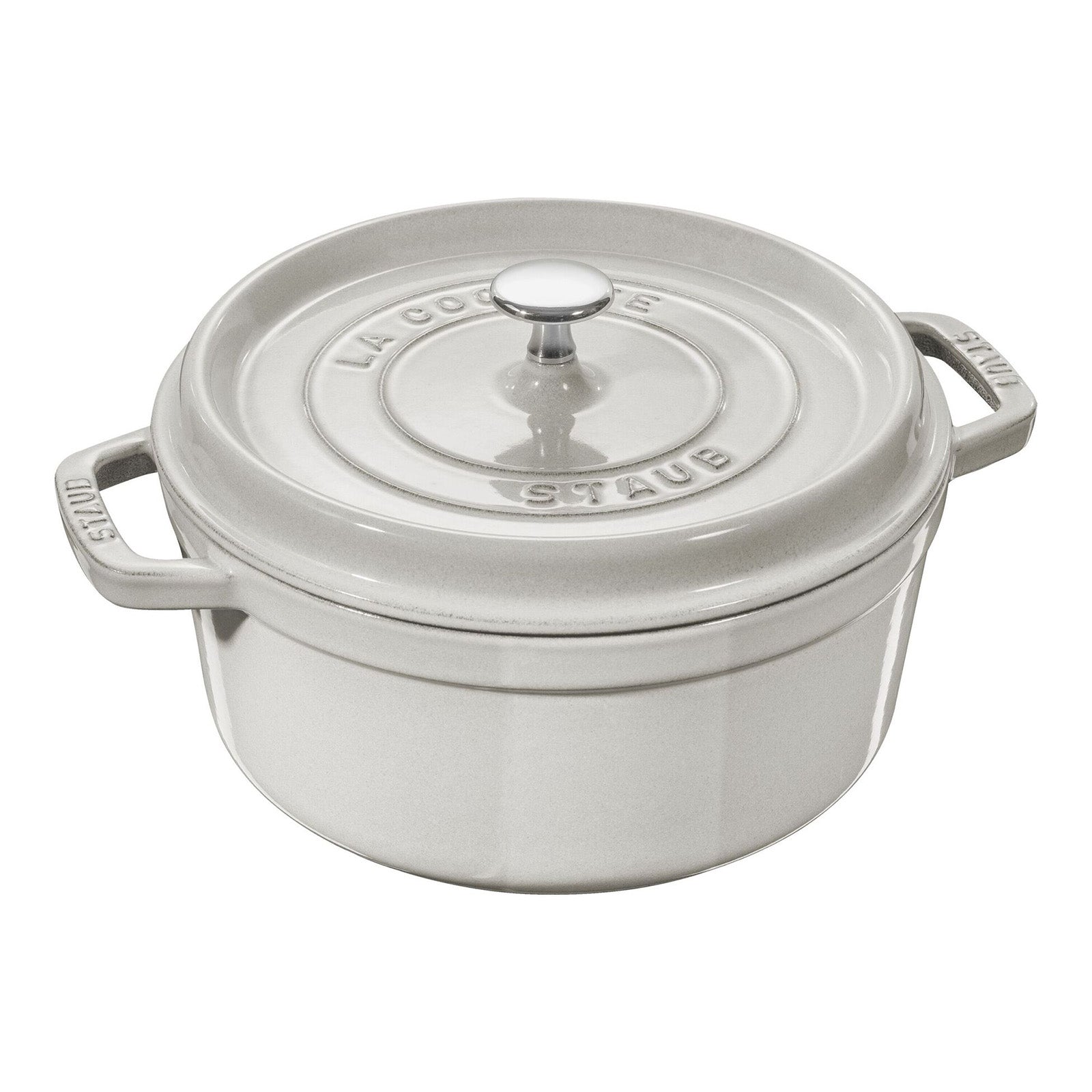 Staub 7-qt Round Cocotte, White Truffle