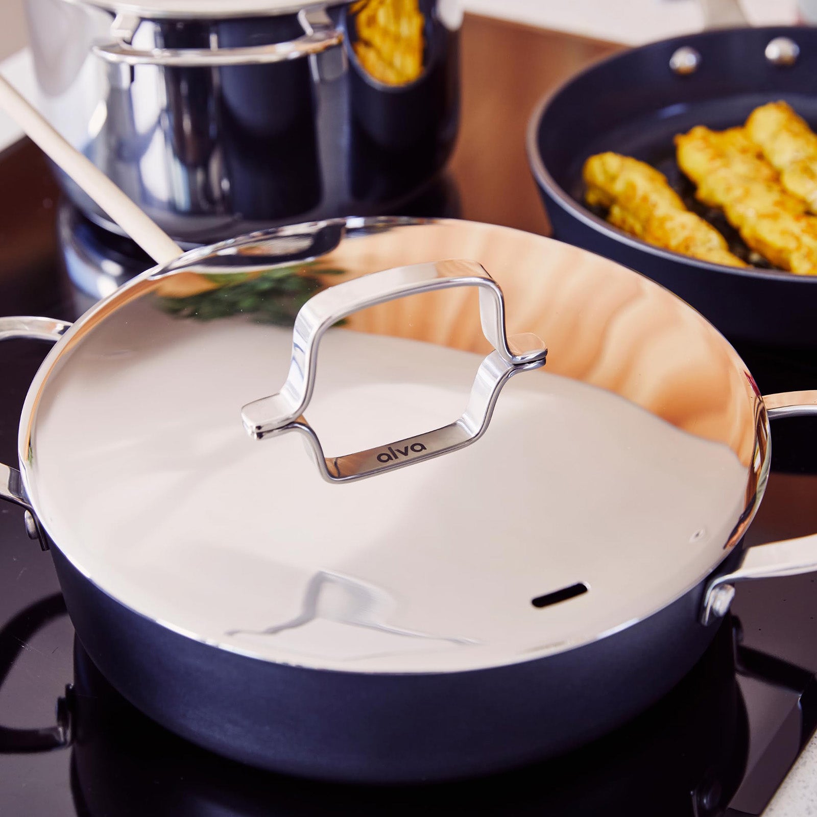 Alva Mastero 3.3-Quart Nonstick Saute Pan with Dual Handles, with Lid, 9.5-Inch