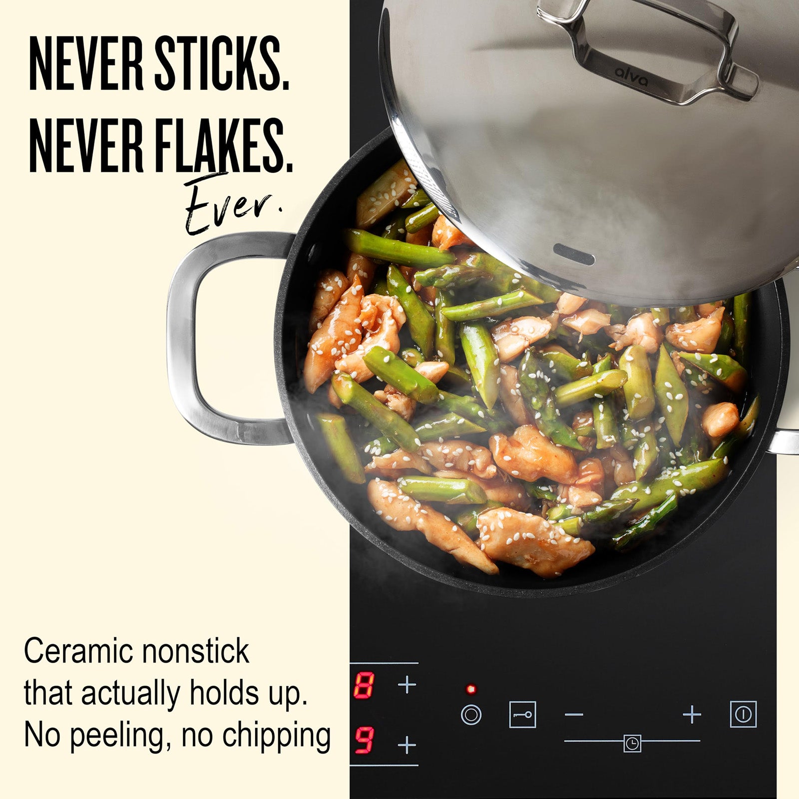 Alva Mastero 3.3-Quart Nonstick Saute Pan with Dual Handles, with Lid, 9.5-Inch