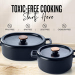 Alva Nori 5.3 Quart Enameled Cast Iron Dutch Oven with Lid and Bronze Knob
