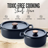 Alva Nori 5.3 Quart Enameled Cast Iron Dutch Oven with Lid and Bronze Knob
