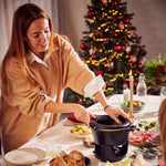 Alva Nori 8-Inch Enameled Oval 2.1 Quart Cast Iron Fondue Set