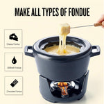 Alva Nori 8-Inch Enameled Oval 2.1 Quart Cast Iron Fondue Set