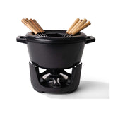 Alva Nori 8-Inch Enameled Oval 2.1 Quart Cast Iron Fondue Set