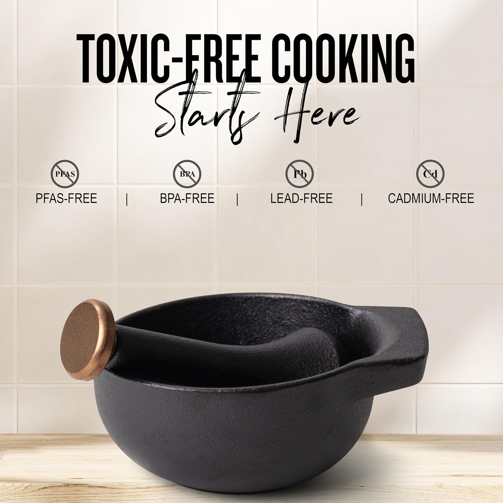 Alva Nori 2.5-Cup Cast Iron Enameled Mortar and Pestle