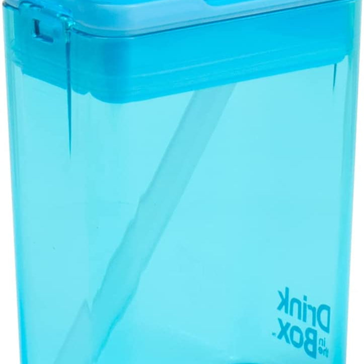 Precidio Design Drink in the Box Eco-Friendly Reusable Juice Box Container, 8 ounce, Blue