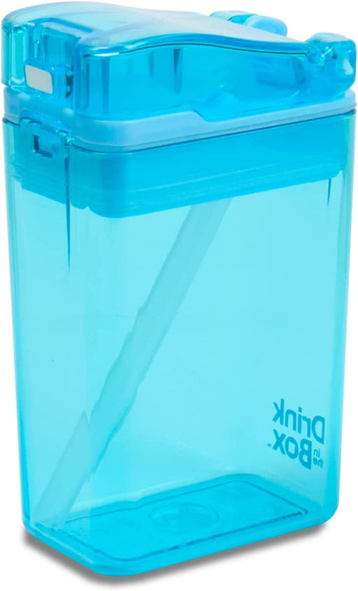 Precidio Design Drink in the Box Eco-Friendly Reusable Juice Box Container, 8 ounce, Blue