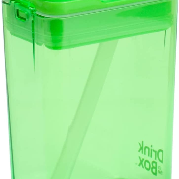 Precidio Design Drink in the Box Eco-Friendly Reusable Juice Box Container, 8 ounce, Green