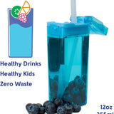 Precidio Design Drink in the Box Eco-Friendly Reusable Juice Box Container, 12 ounce, Blue