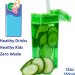 Precidio Design Drink in the Box Eco-Friendly Reusable Juice Box Container, 12 ounce, Green