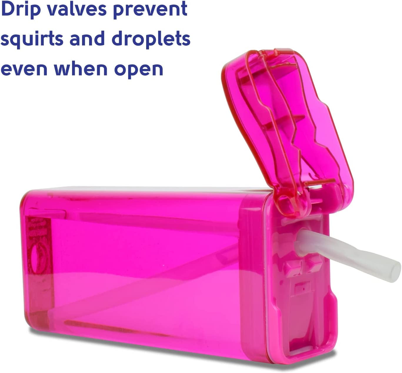 Precidio Design Drink in the Box Eco-Friendly Reusable Juice Box Container, 12 ounce, Pink