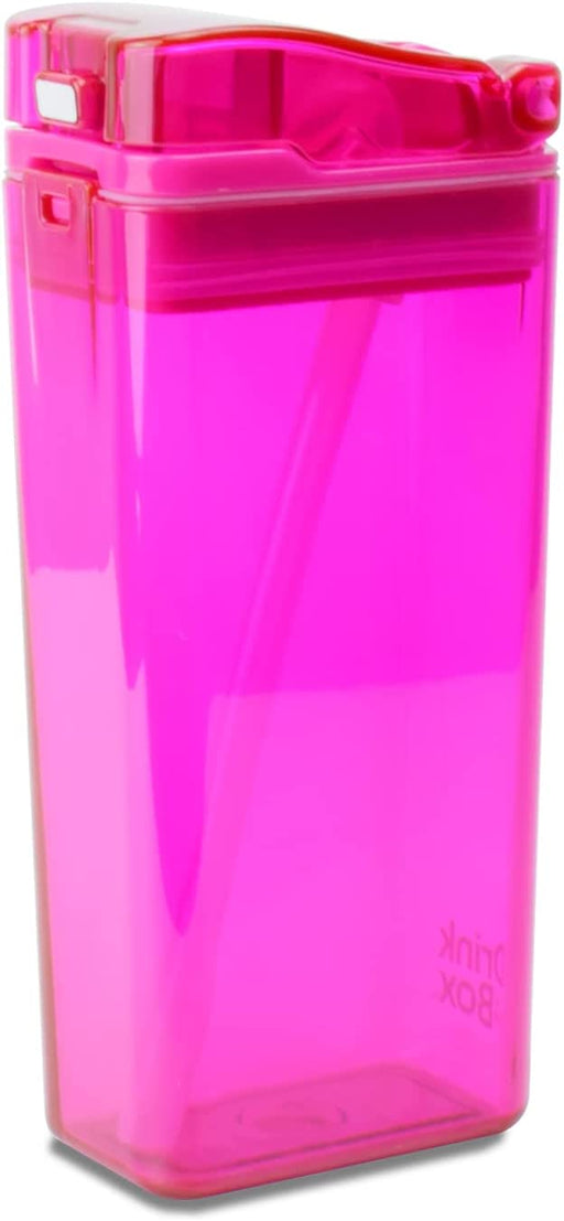 Precidio Design Drink in the Box Eco-Friendly Reusable Juice Box Container, 12 ounce, Pink