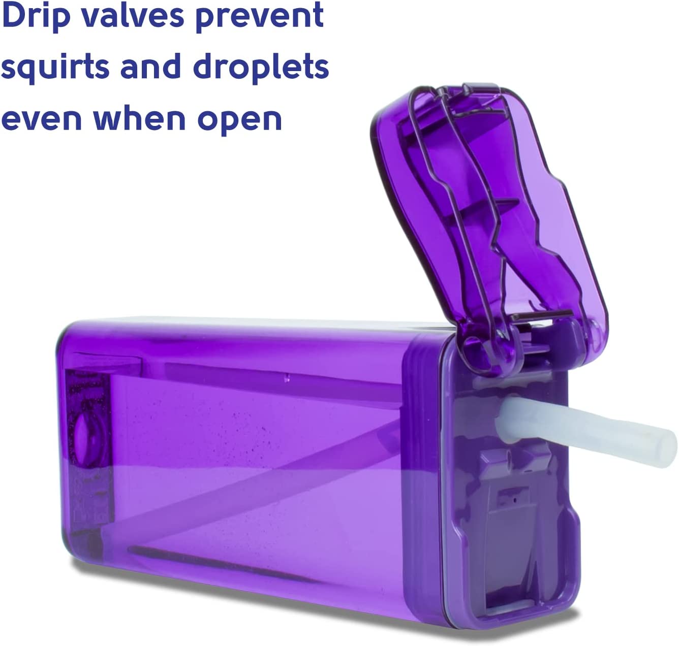 Precidio Design Drink in the Box Eco-Friendly Reusable Juice Box Container, 12 ounce, Purple