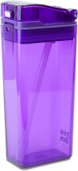 Precidio Design Drink in the Box Eco-Friendly Reusable Juice Box Container, 12 ounce, Purple