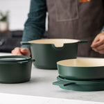 Alva Neat 5-Piece Ceramic Nonstick Stackable Cookware Set, Induction & Oven Safe, Green