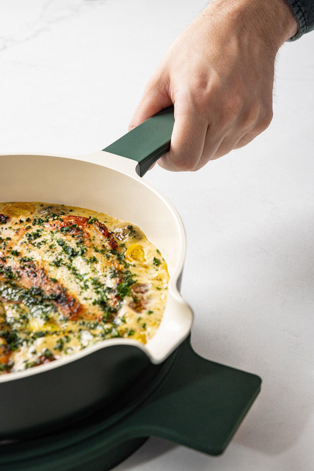 Alva Neat 5-Piece Ceramic Nonstick Stackable Cookware Set, Induction & Oven Safe, Green