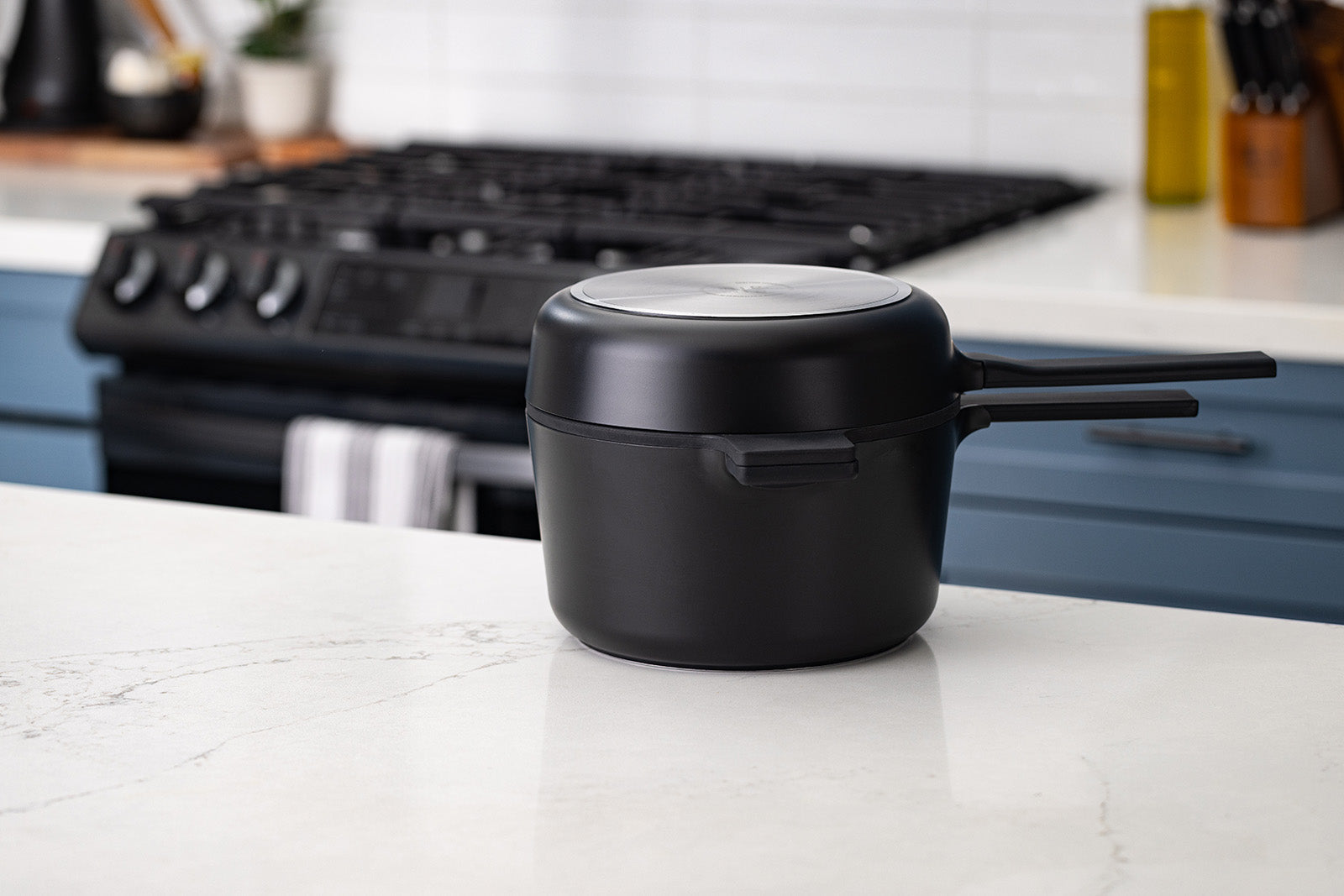 Alva Neat 5-Piece Ceramic Nonstick Stackable Cookware Set, Induction & Oven Safe, Black