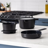 Alva Neat 5-Piece Ceramic Nonstick Stackable Cookware Set, Induction & Oven Safe, Black