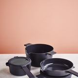 Alva Neat 5-Piece Ceramic Nonstick Stackable Cookware Set, Induction & Oven Safe, Black