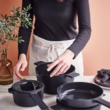 Alva Neat 5-Piece Ceramic Nonstick Stackable Cookware Set, Induction & Oven Safe, Black