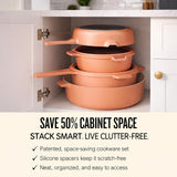 Alva Neat 5-Piece Ceramic Nonstick Stackable Cookware Set, Induction & Oven Safe, Black