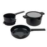 Alva Neat 5-Piece Ceramic Nonstick Stackable Cookware Set, Induction & Oven Safe, Black