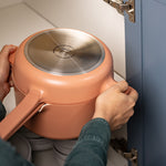 Alva Neat 5-Piece Ceramic Nonstick Stackable Cookware Set, Induction & Oven Safe, Peach